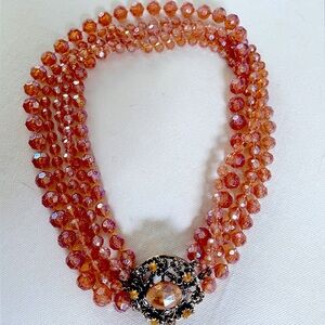 VINTAGE➕Selini Celluloid Beaded 5 Strand Necklace